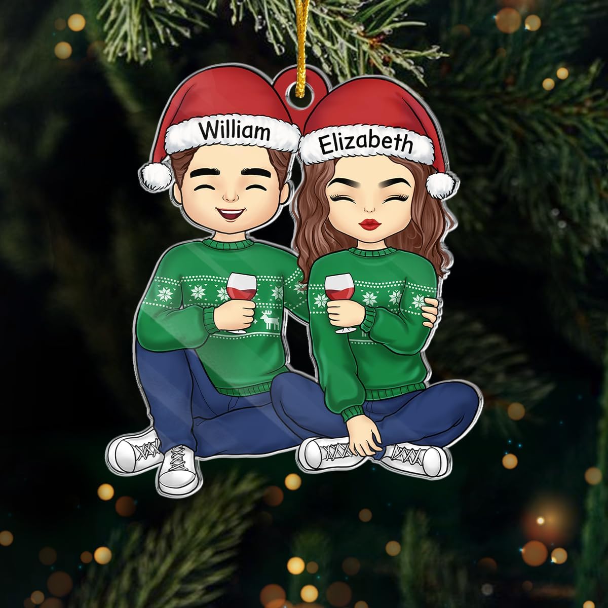 Pawfect House Cheers to A Merry Christmas Personalized Couple Christmas Ornament, Tree Decorations, Anniversary, Birthday Gifts for Husband, Wife, Housewarming Gift Ideas, Custom Ornaments Gift