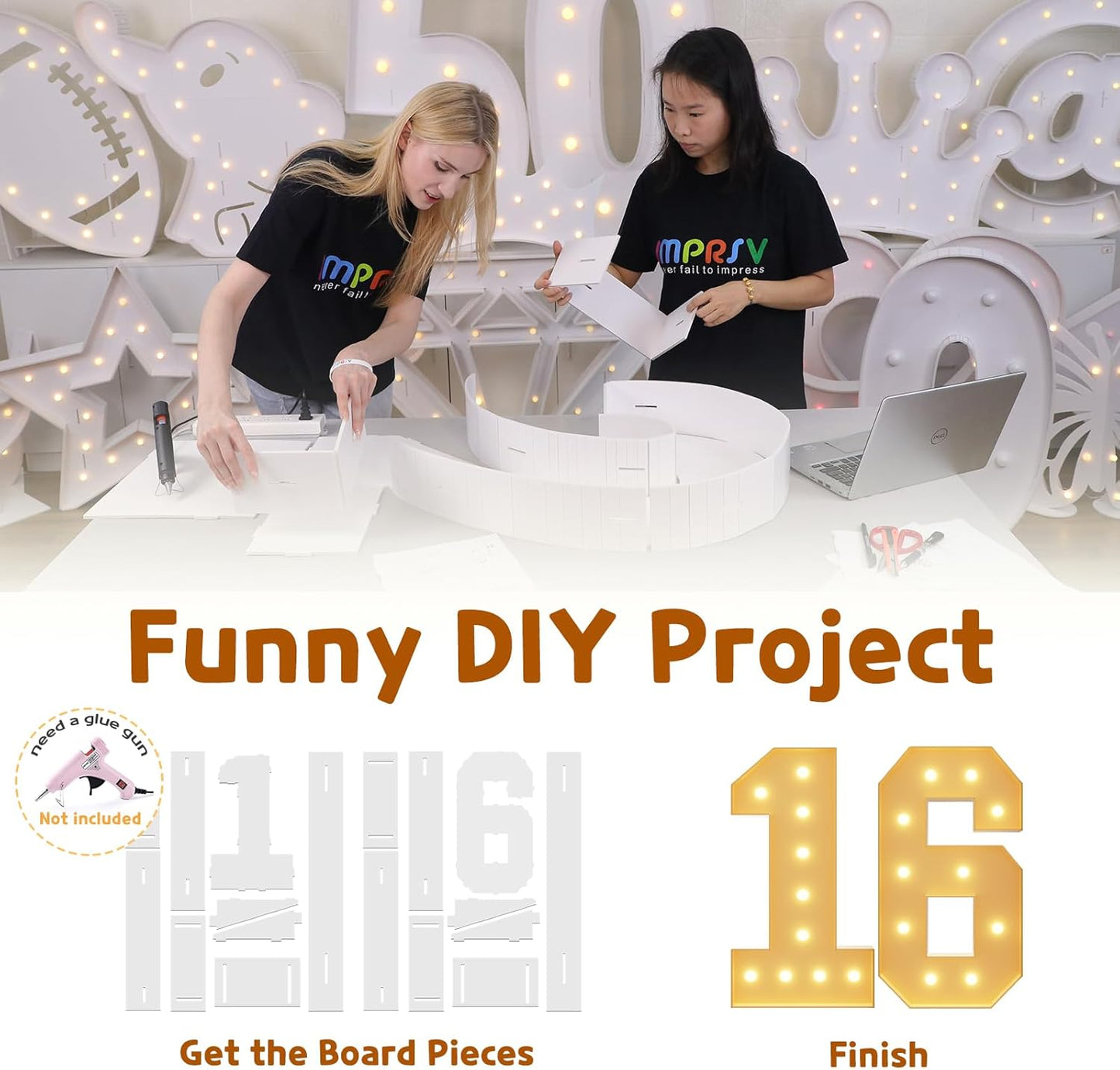 imprsv 4FT Marquee Numbers 16th Birthday Decorations for Girls Boys, Large Light Up Numbers 16th Birthday Women Foam Board Anniversary Party Decorations Arch Kit (DIY)