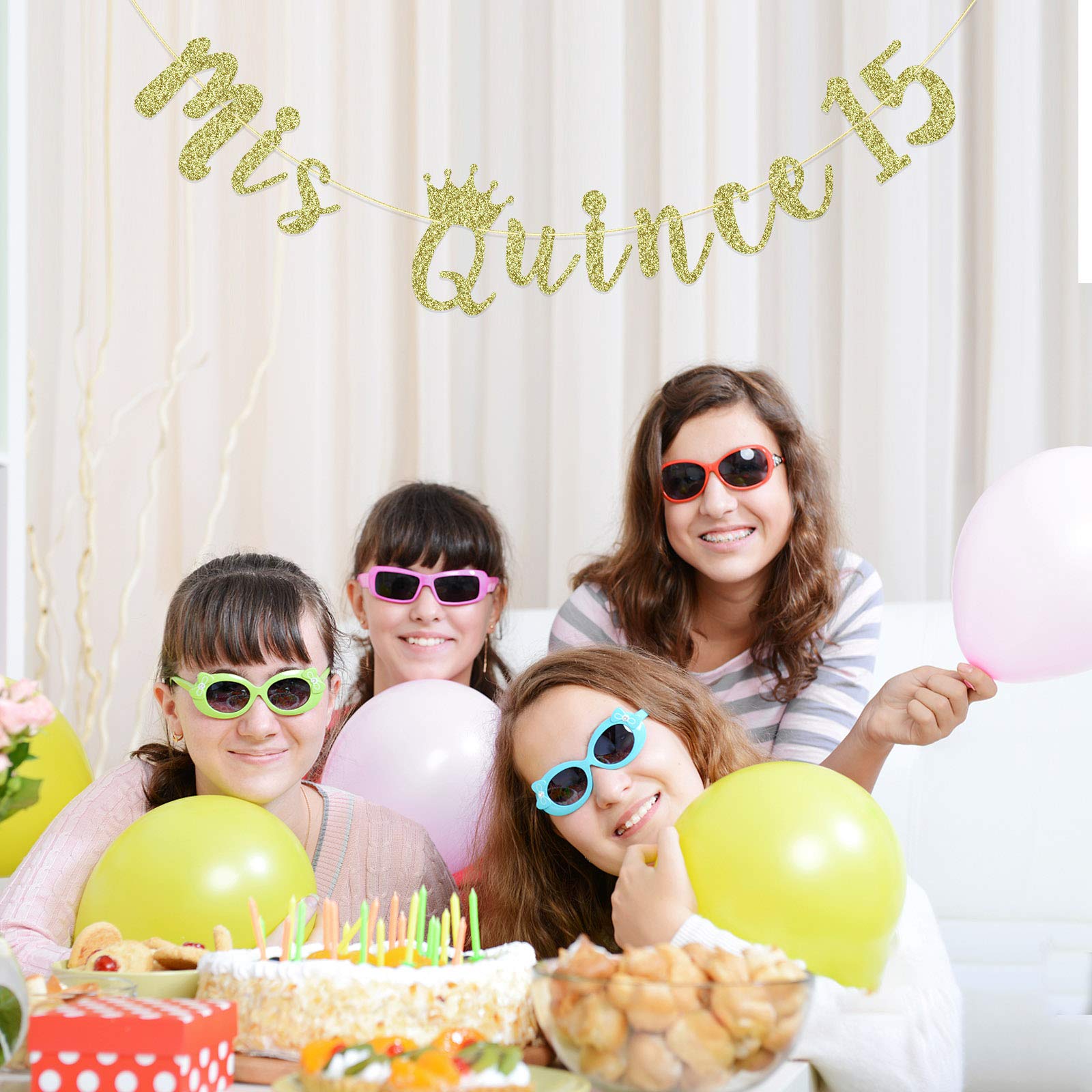 Qttier Mis Quince 15 Banner, 15th Birthday Party Decorations