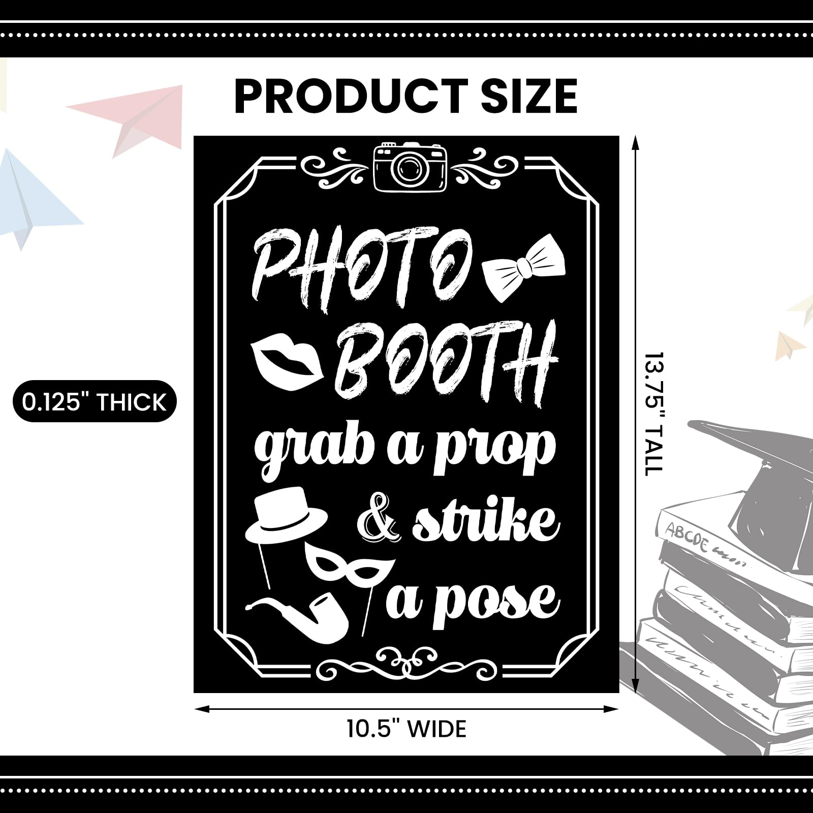Briwooody Photo Booth Sign with Stand Retro Background Table for Indoor and Outdoor Party Theme