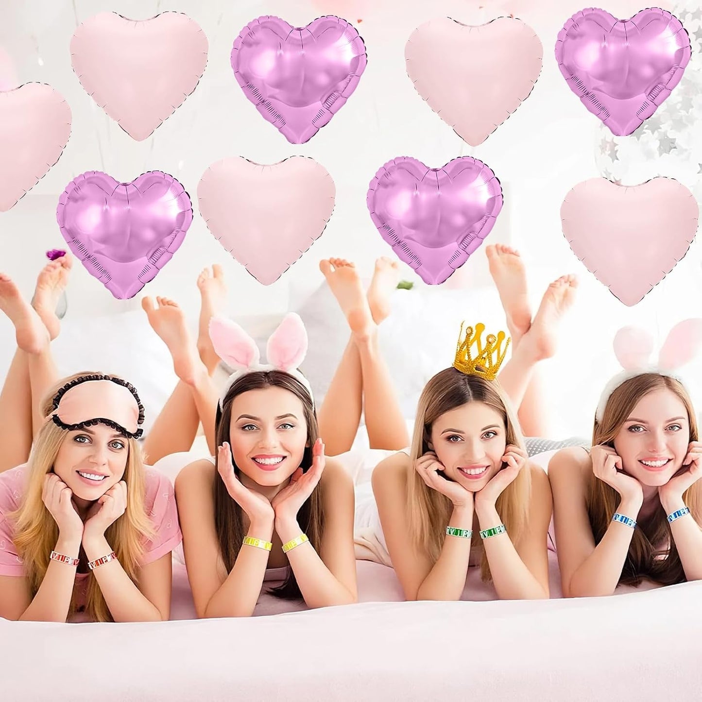 Pink Purple Heart Balloons,12Pcs 18Inch Baby Pink Cream Purple Heart Shaped Foil Helium Balloons for Baby Shower Birthday Anniversary Wedding Engagement Party Decorations