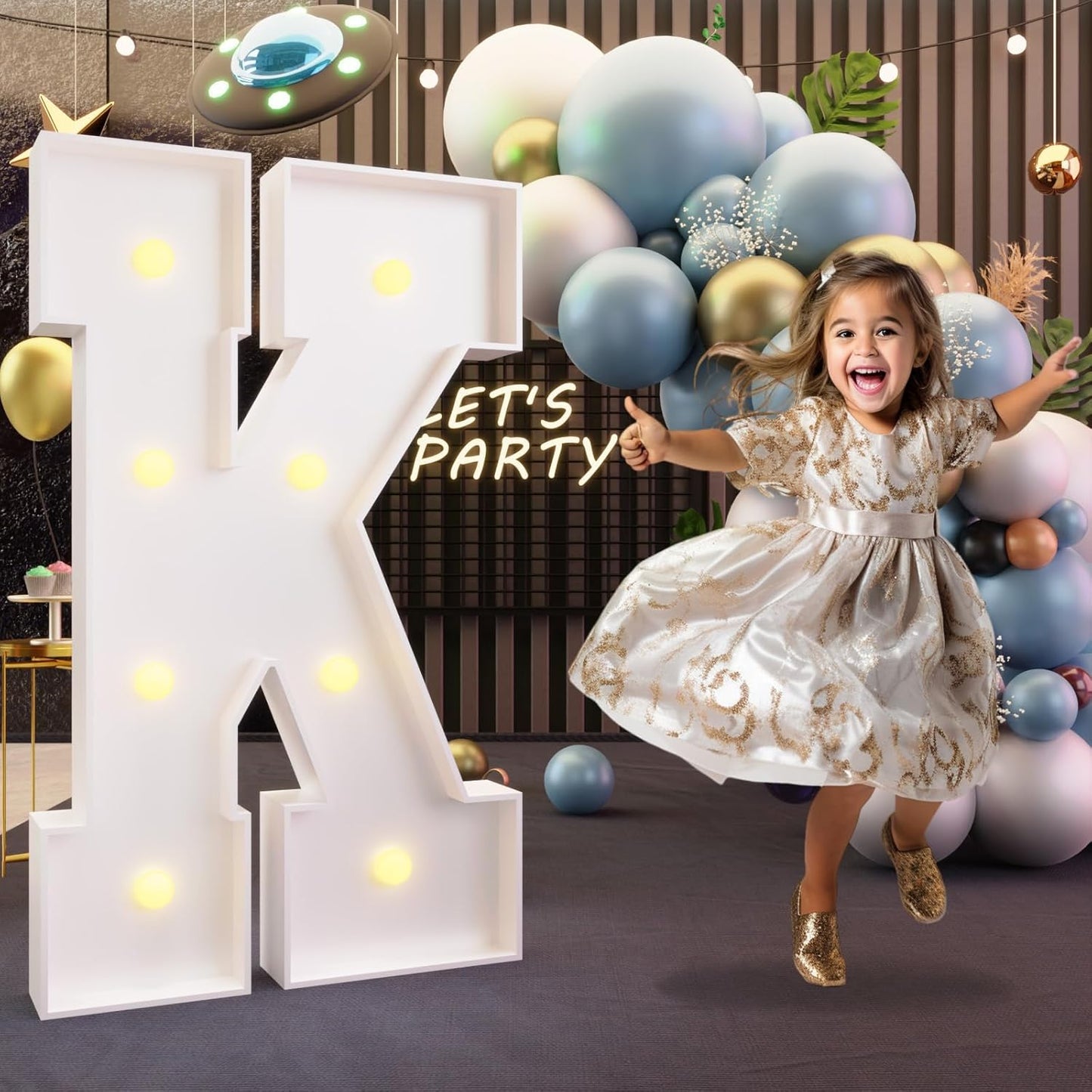 imprsv Marquee Light Up Letters, 3FT Marquee Letters for Birthday Baby Shower Wedding Decorations Light Up Letters for Engagement Party Decor, Large Marquee Letters for Party Decorations, Letter K