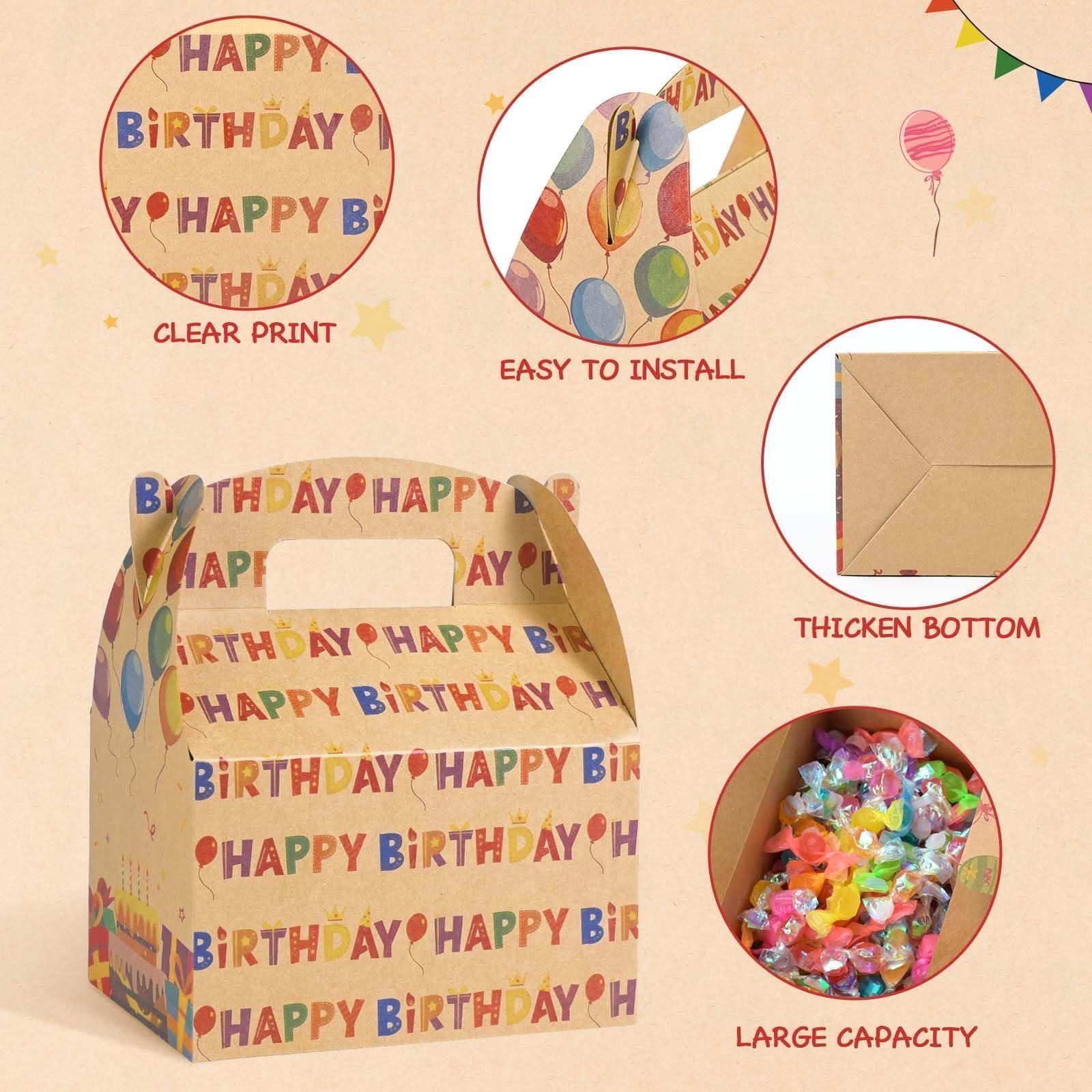 WERNNSAI 12 Pcs Birthday Party Treat Boxes Kraft Gift Box for Birthday