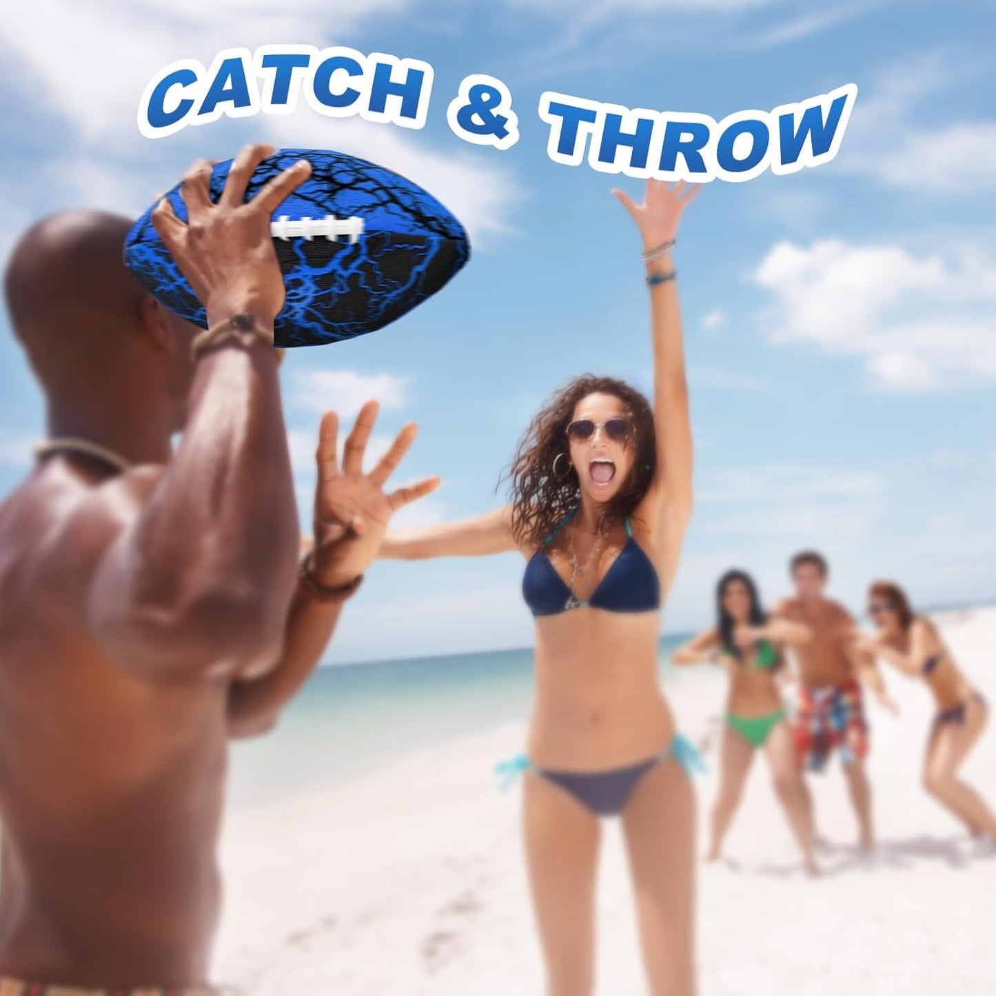 Jasonwell Pool Beach Water Football - 2Pack Strong Grip Waterproof Football for All-Weather Play Pool Toys Beach Games Outdoor Sports Toy Christmas Birthday Gifts for Kids Boys Teens Adults