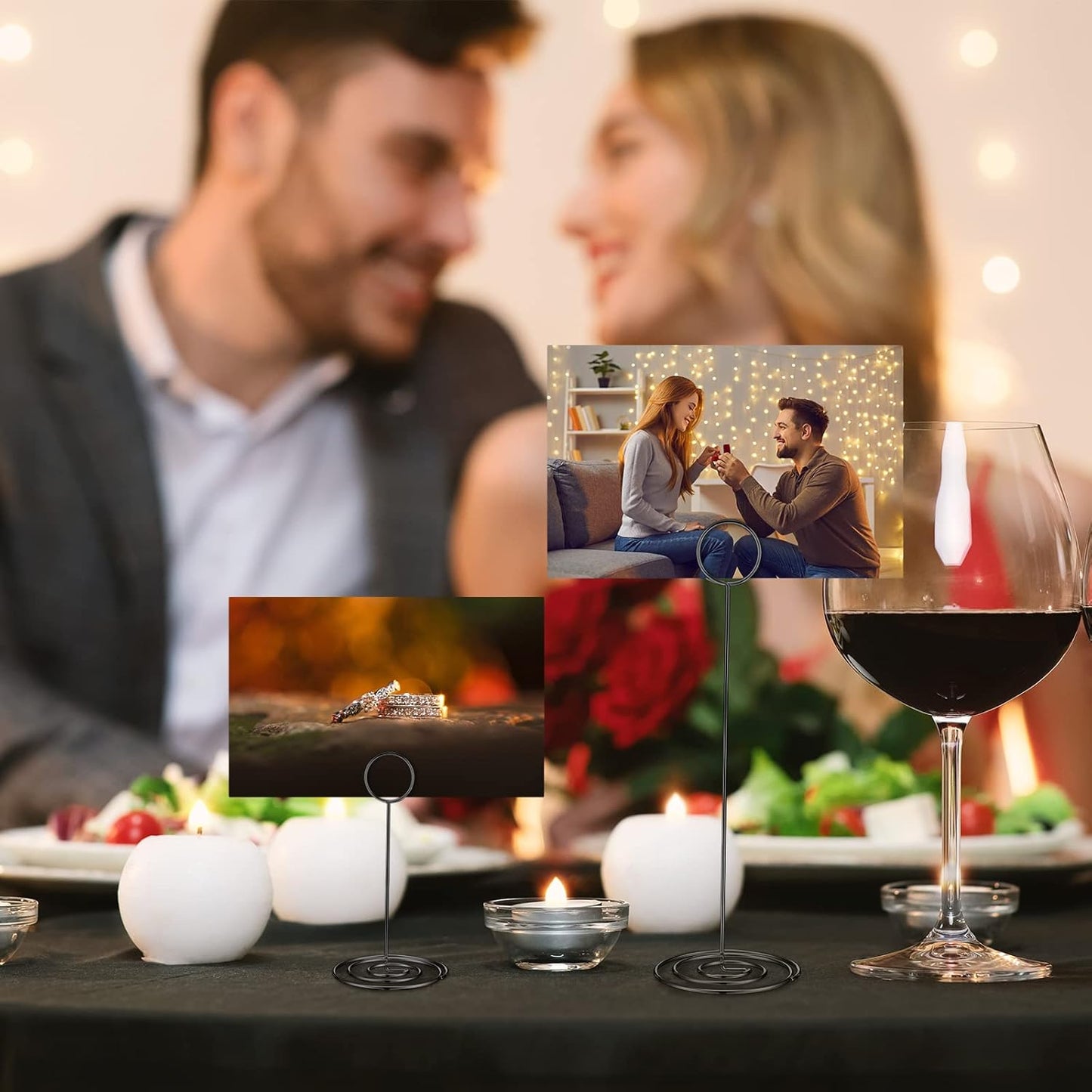 Teling 36 Pieces Table Number Holders 3 Size Place Card Holder Name Numbers Menu Memo Note Card Picture Photo Clip Stand Table Sign for Wedding Anniversary Party Display(Black)