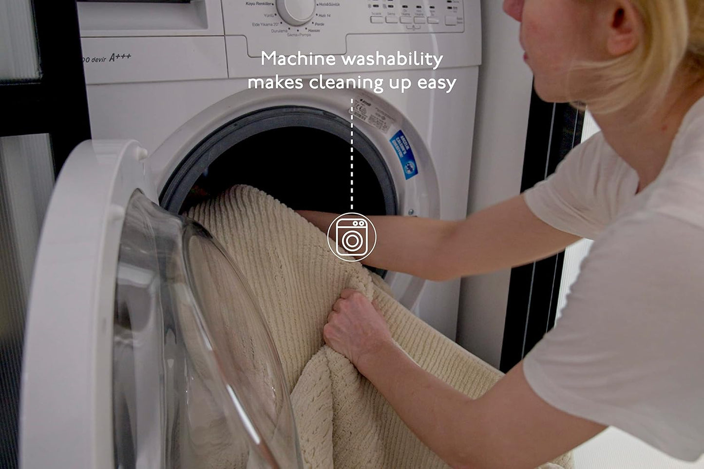 Revival Rugs Shell 2'7"x9' Machine Washable Runner Rug for Hallway Entryway - 100% Recycled Oeko-TEX Certified, Medium Pile, Beige, Cream