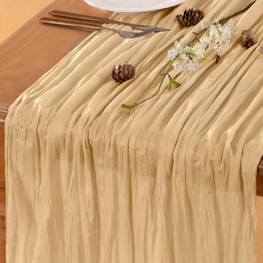 Beige Table Runner Cheesecloth Table Runner 10FT Farmhouse Table Runners 120 Inches Fall Table Decor Dining Room Centerpiece Wedding Boho Baby Shower Birthday