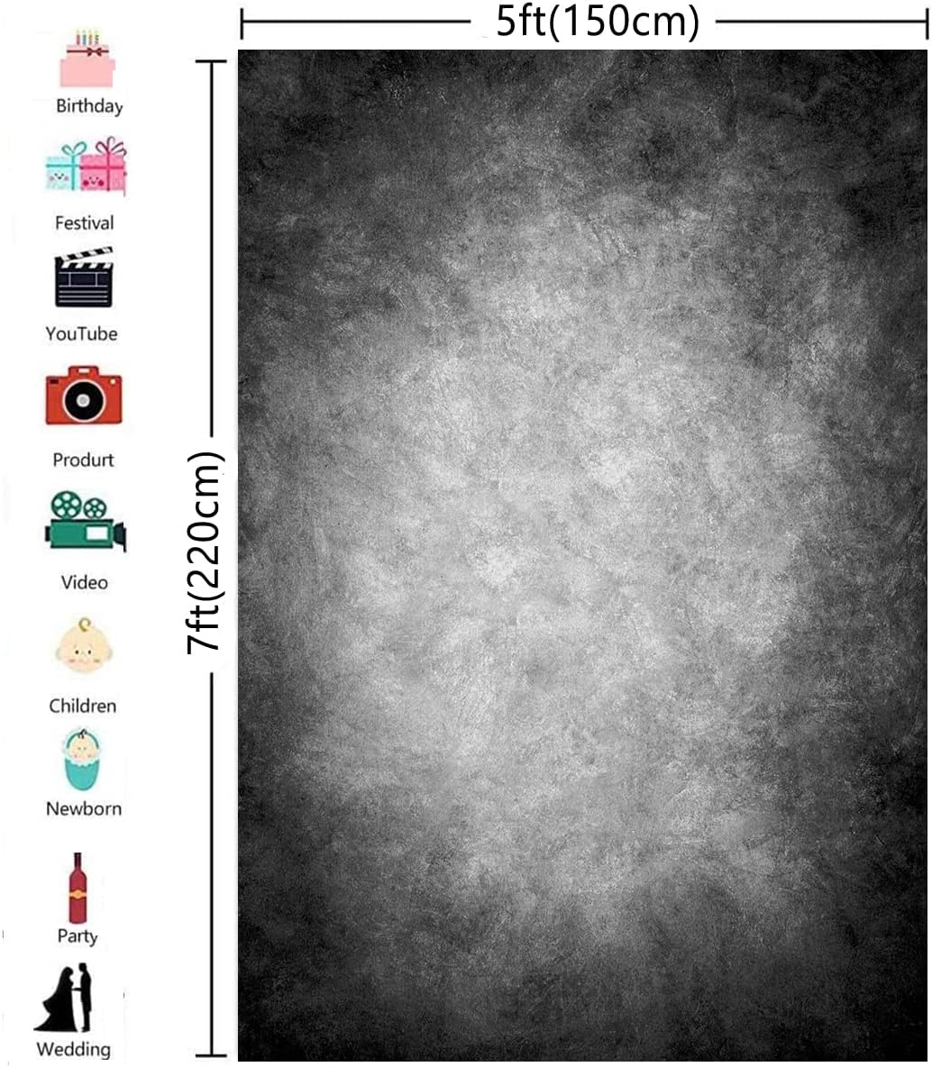 5x7ft Abstract Black Gray Portrait Photography Backdrops Photo Studio Prop Background for Children Adult