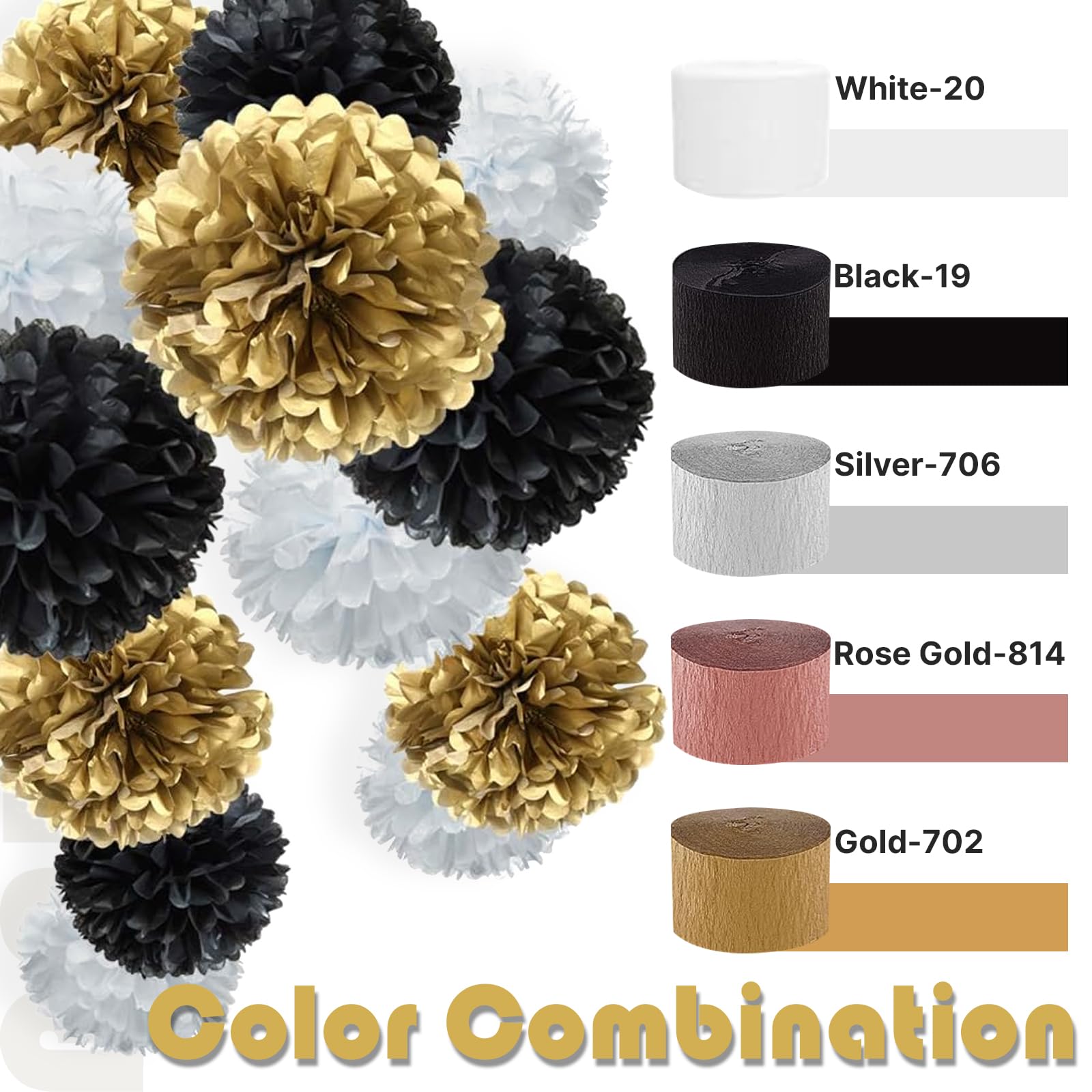 PartyWoo Gold Gold Crepe Paper Streamers 4 Rolls 328 FT Streamers