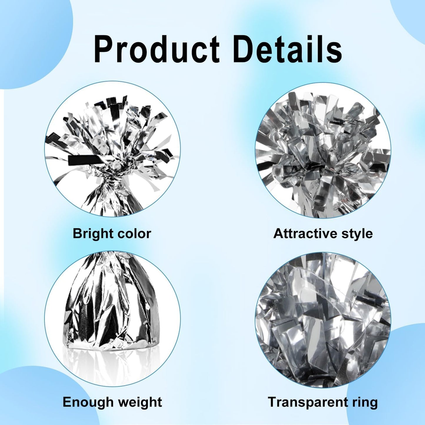 Metallic Balloon Weights - Novelty and Gag Gifts, 5.5" Inches for Balloons Table Centerpiece DIY Decor for Birthday Party Favors Wedding 6-Pack (Silver)