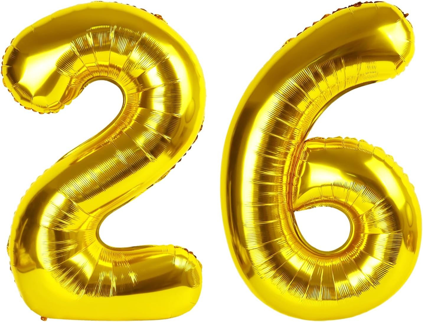 40 Inch Gold Mylar Foil Number 26 Birthday Balloon, Digital Balloons for 26 Men Women Party Decorations Supplies, Big Helium Balloon Numbers for 26 Anniversary Graduation