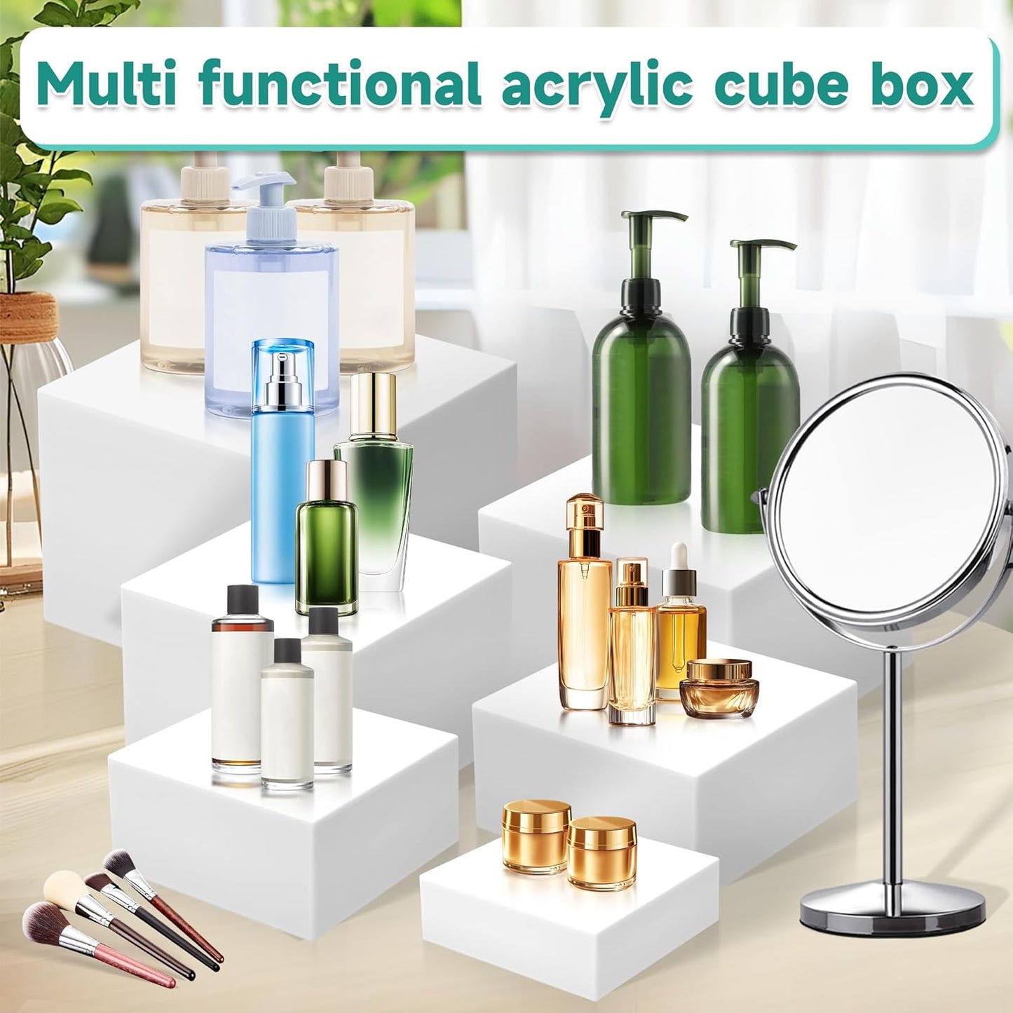 6Pcs Buffet Risers,Food Risers for Buffet Table Display Stand Shelf for Party Catering Dessert Jewelry Collectibles Acrylic Cube Boxes Display Nesting Risers (white-S(5,6,6.8,7,7.5,8)