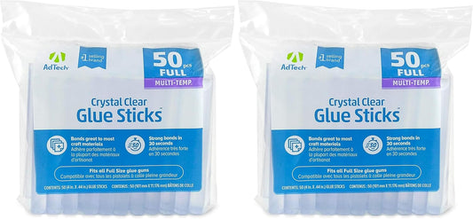 AdTech Crystal Clear Hot Glue Gun Sticks (W220-14ZIP50) ??Full Size Hot Glue Sticks. All-Purpose Glue Sticks for Crafting, Scrapbooking & More. 50 Pieces. Length: 4??Diameter: .44?? (Pack of 2)
