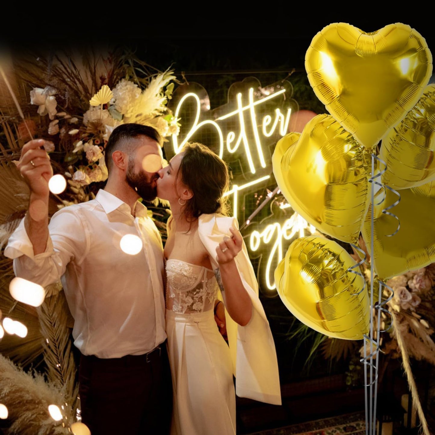 TONIFUL 30Pcs 18 Inch Gold Heart Balloons Gold Heart Shape Foil Mylar Balloons Decoration for Birthday Valentine's Day Wedding Bridal Shower Anniversary Engagement Party Supplies