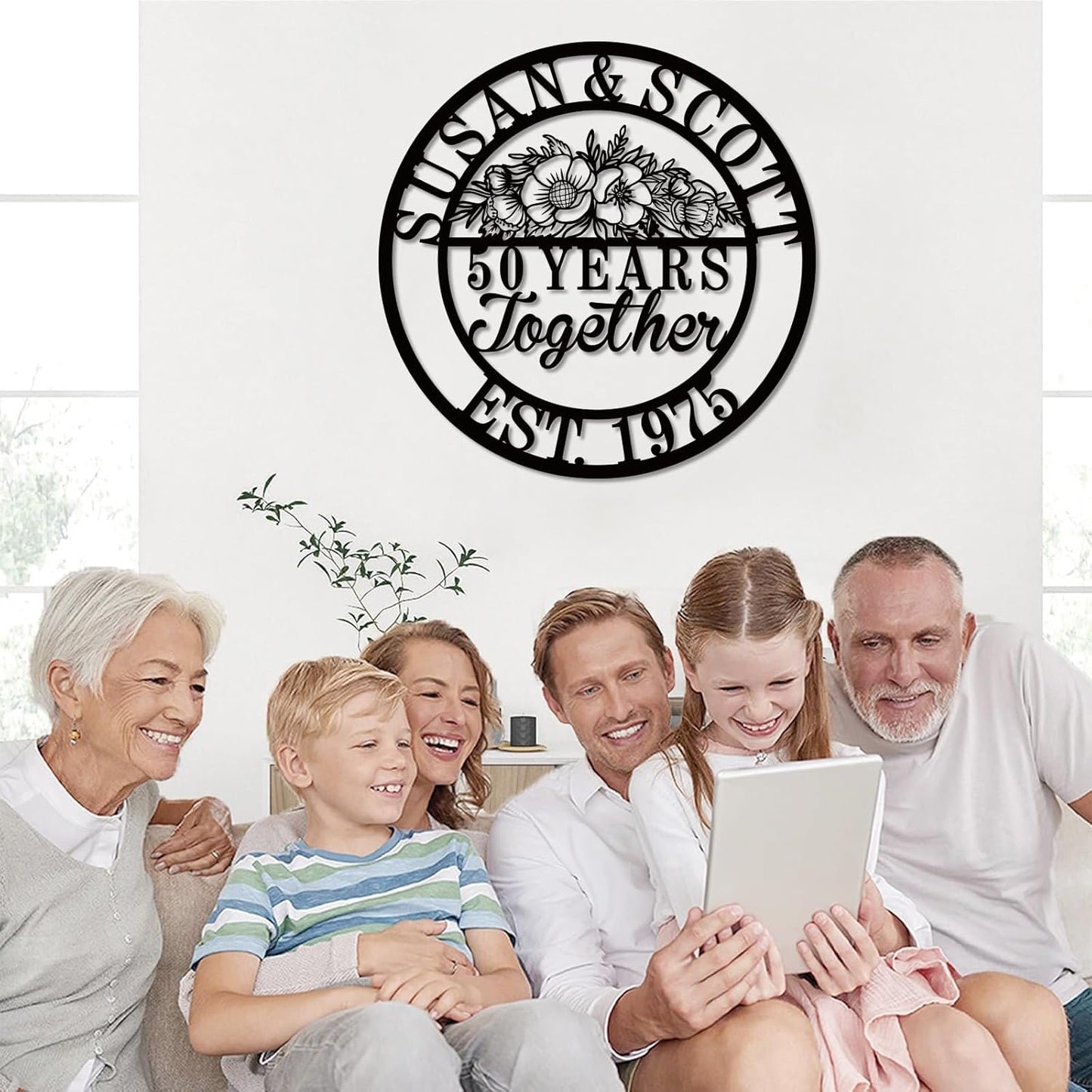 Personalized Wedding Anniversary Sign Gifts, Custom 50th 40th 65th 60th 25th 70th Anniversary Metal Sign, Wedding Gifts for Couples, Custom Name Sign, House Warming Gifts New Home