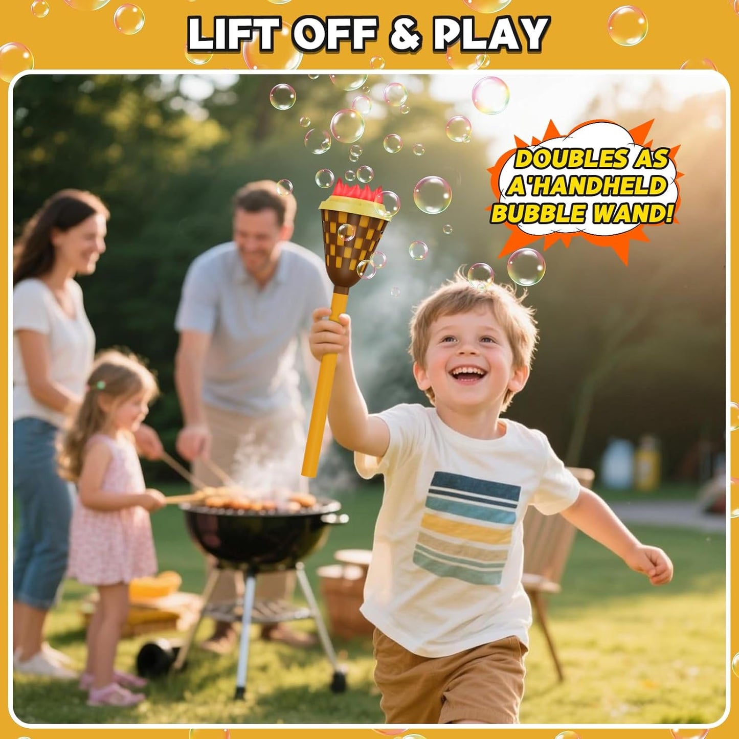 Bubble Machine for Kids, Garden Lamp Bubble Toy with Colorful Lighting and Music for Toddlers, Rechargable Bubbles Blower Maker Outdoor Toys for Wedding Birthday Christmas Party