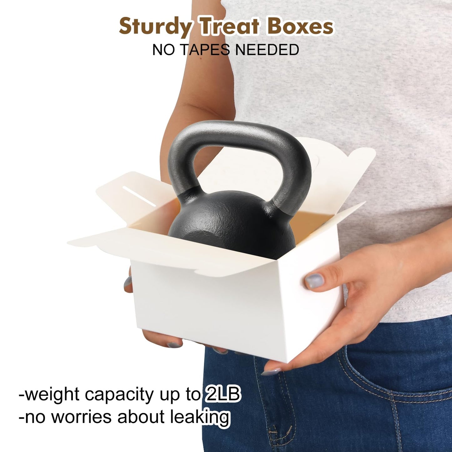 Moretoes 48pcs Small Party Favor Treat Boxes, Gift Boxes with Handles