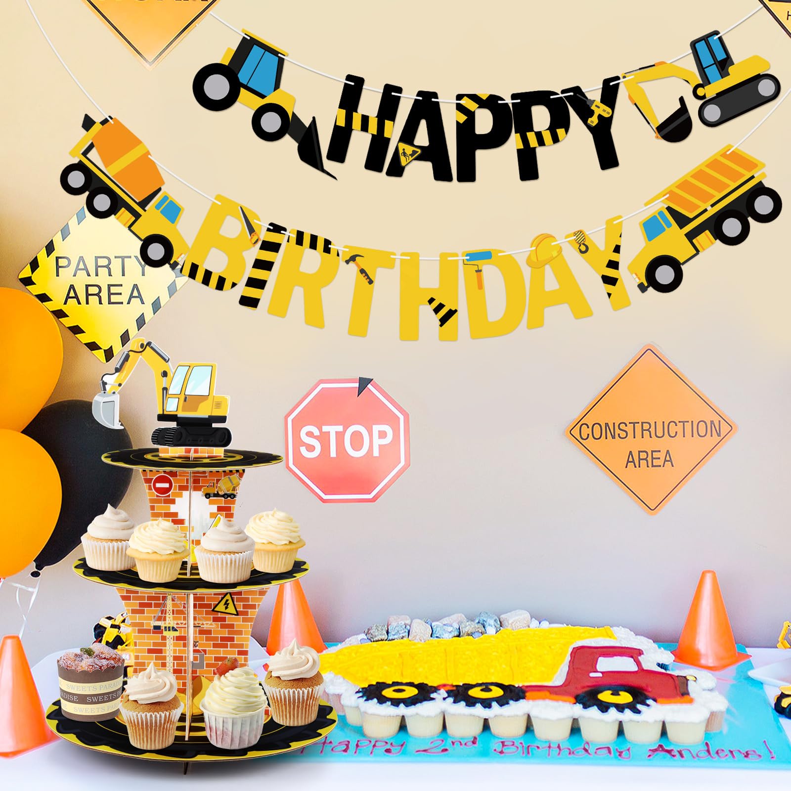 Happy Birthday Banner Construction Party Decorations Construction Birthday Party Supplies for Boys