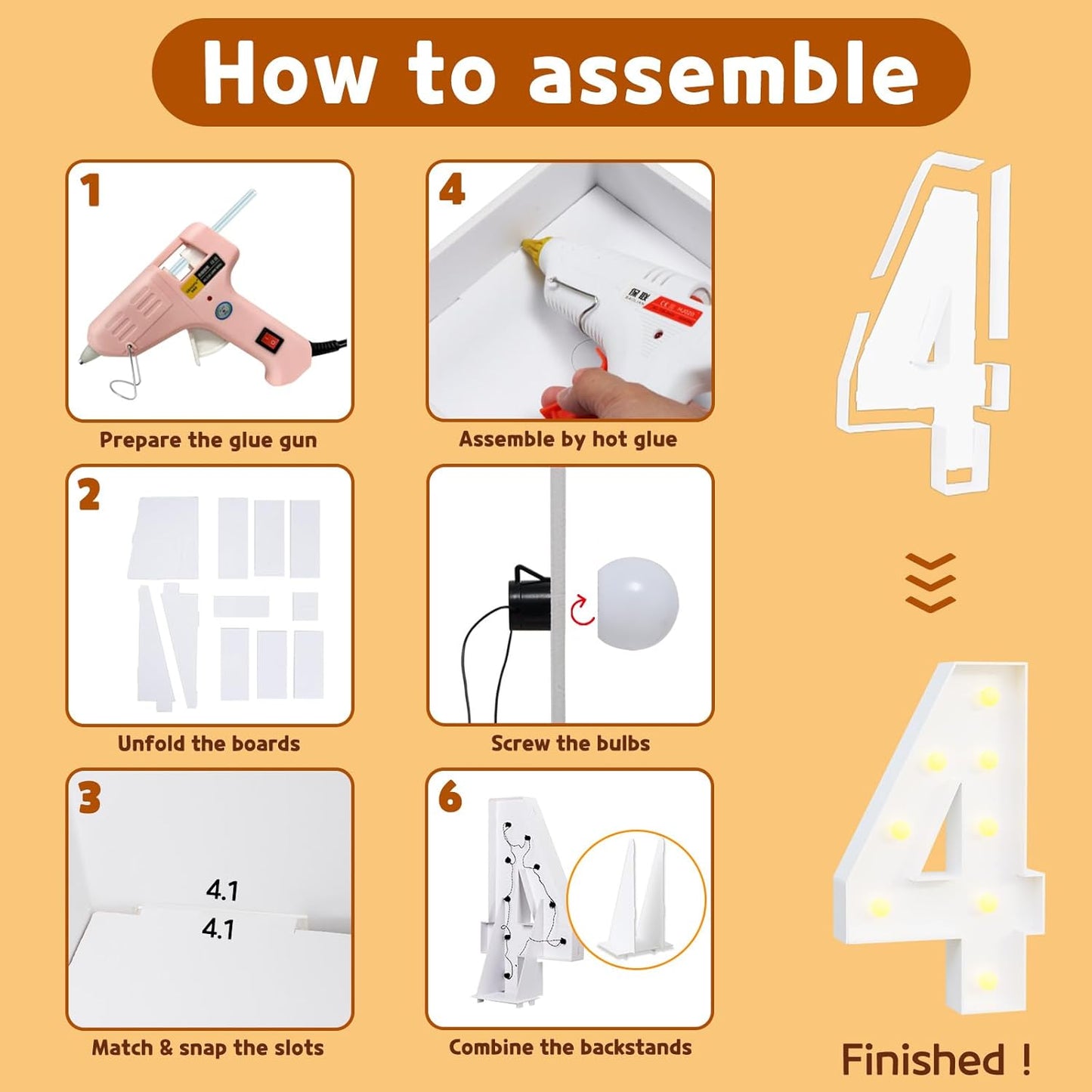 imprsv Marquee Light Up Numbers, Mosaic 3FT Marquee Numbers for 40th Birthday Decorations Anniversary Party Decor, Large 4 for Party Decorations (Need to Assemble)