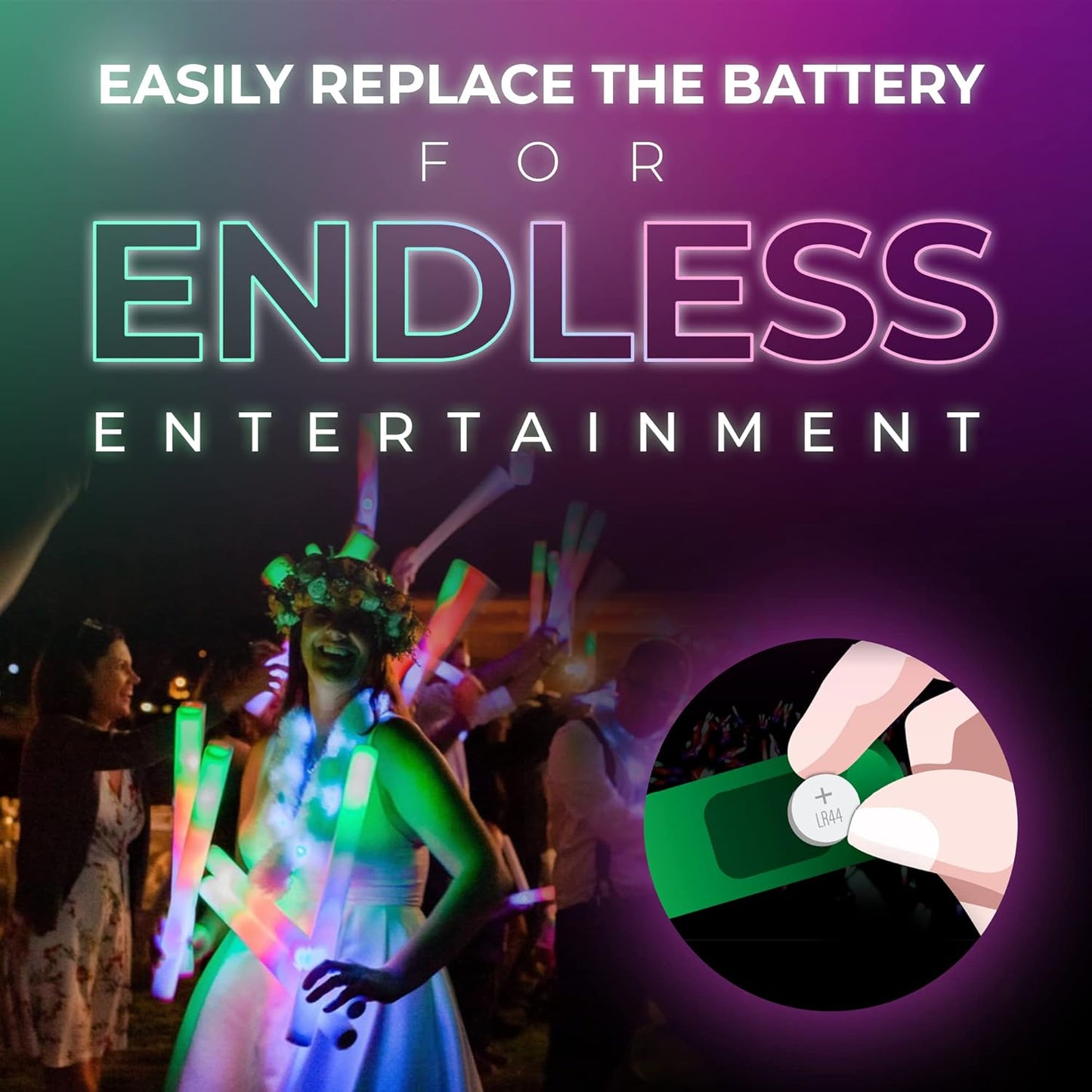 Foam Glow Sticks Bulk - 100 Red Foam Light Up Sticks and LED Foam Sticks - 100 Reusable 16" Light Up Foam Sticks Red Foam Glow Sticks for Wedding, Parties, and Dancing