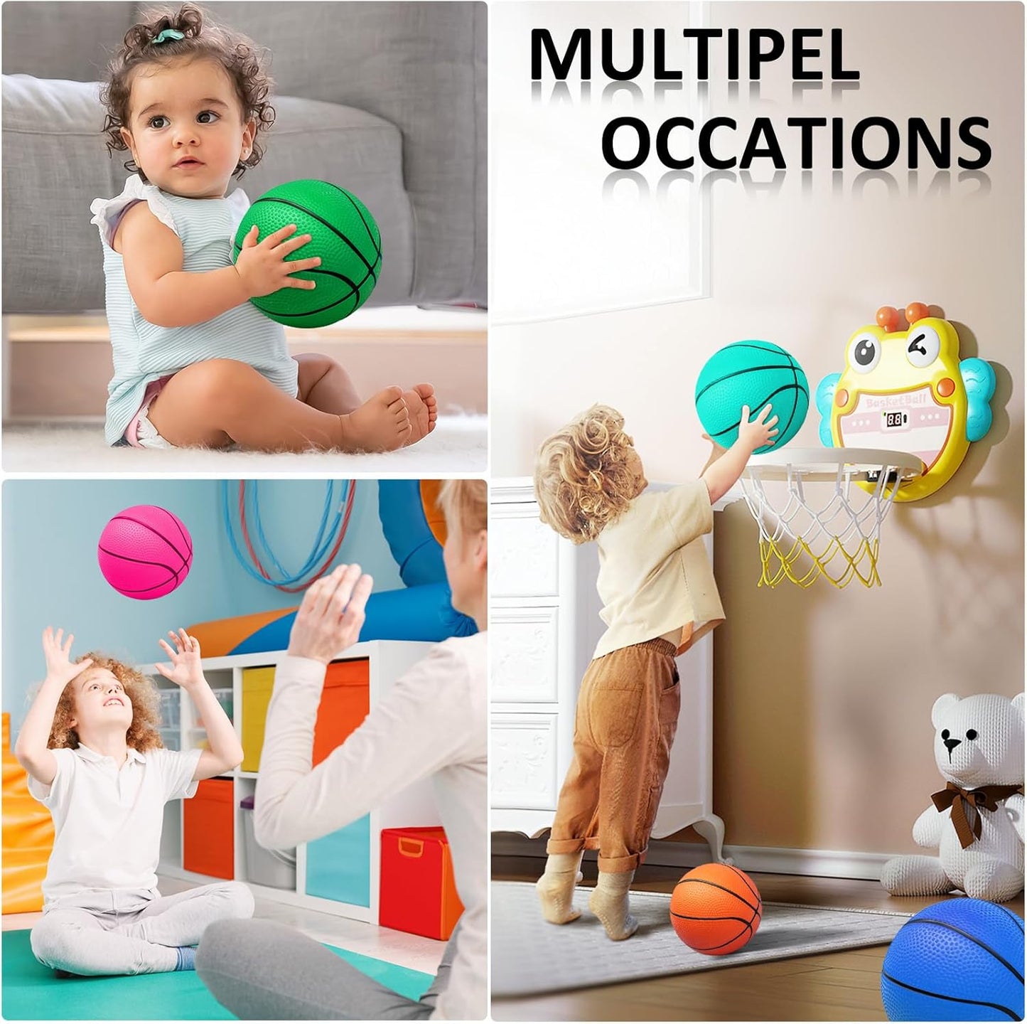 30Pcs 7" Mini Basketball Balls Bulk PVC Small Basketballs for Over The Door Basketball Hoop Games Party Favors Indoor Outdoor Play Adults Kids Pool Beach Colorful