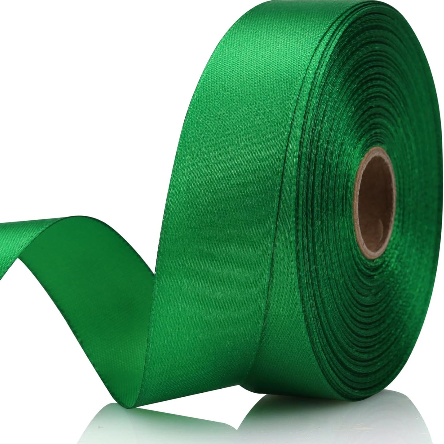 Green 7/8 Inch 60 Yards Satin Craft Ribbon - Single Face Polyester Ribbon for Handmade Roses, Gift Wrapping, Timeless Flower, Bouquets, Wedding and Party Decoration