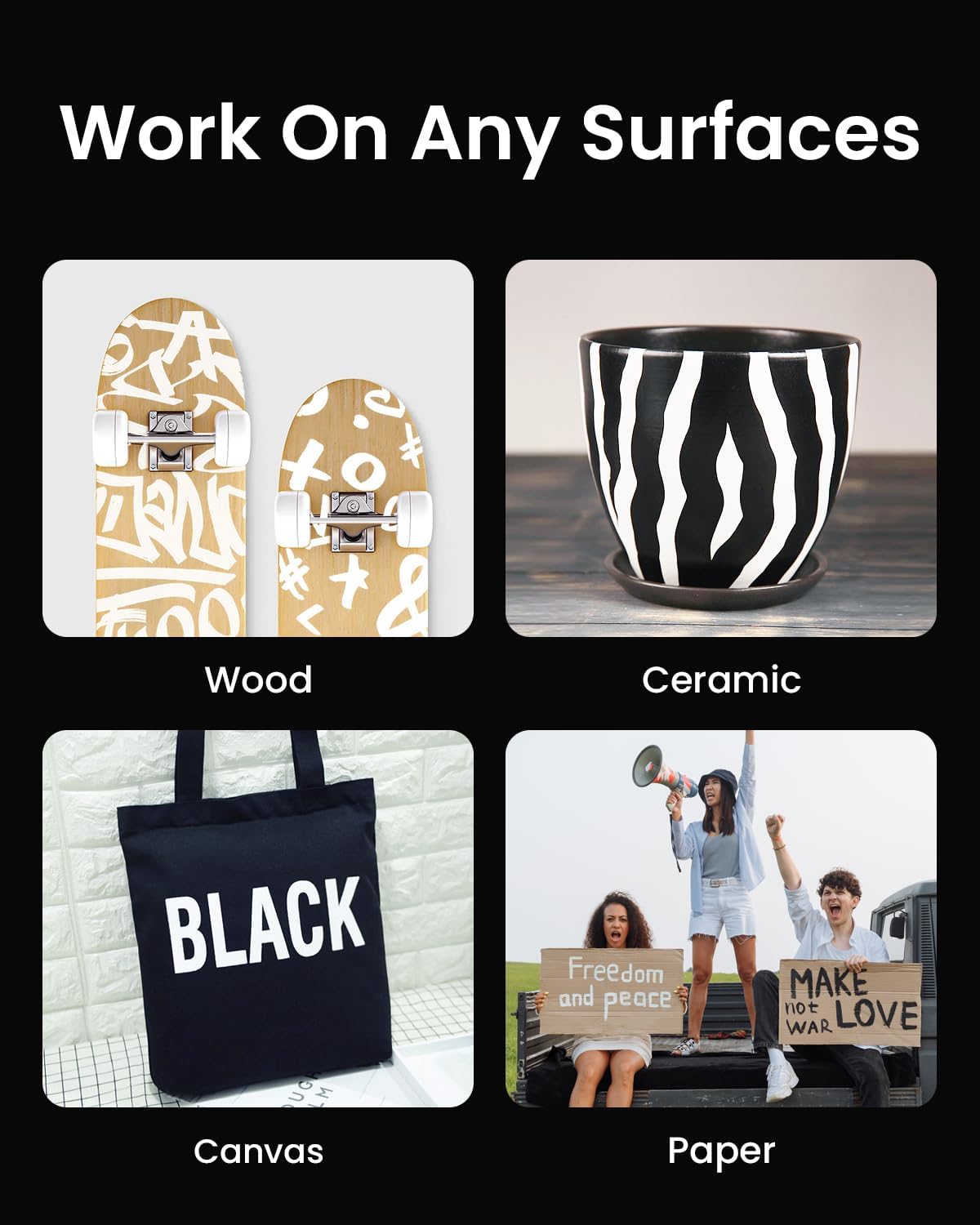 Thick White Jumbo Poster Markers: 3 Pcs 15mm Wide Tip Large Acrylic Paint Pens Big Permanent Markers Calligraphy Marker for Rock Painting, Sign, Canvas, Glass, Wood, Ceramic