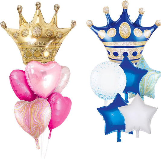 Pink And Blue Crown Balloons Set For Boy or Girl Baby Shower Gender Reveal Pary Decorations
