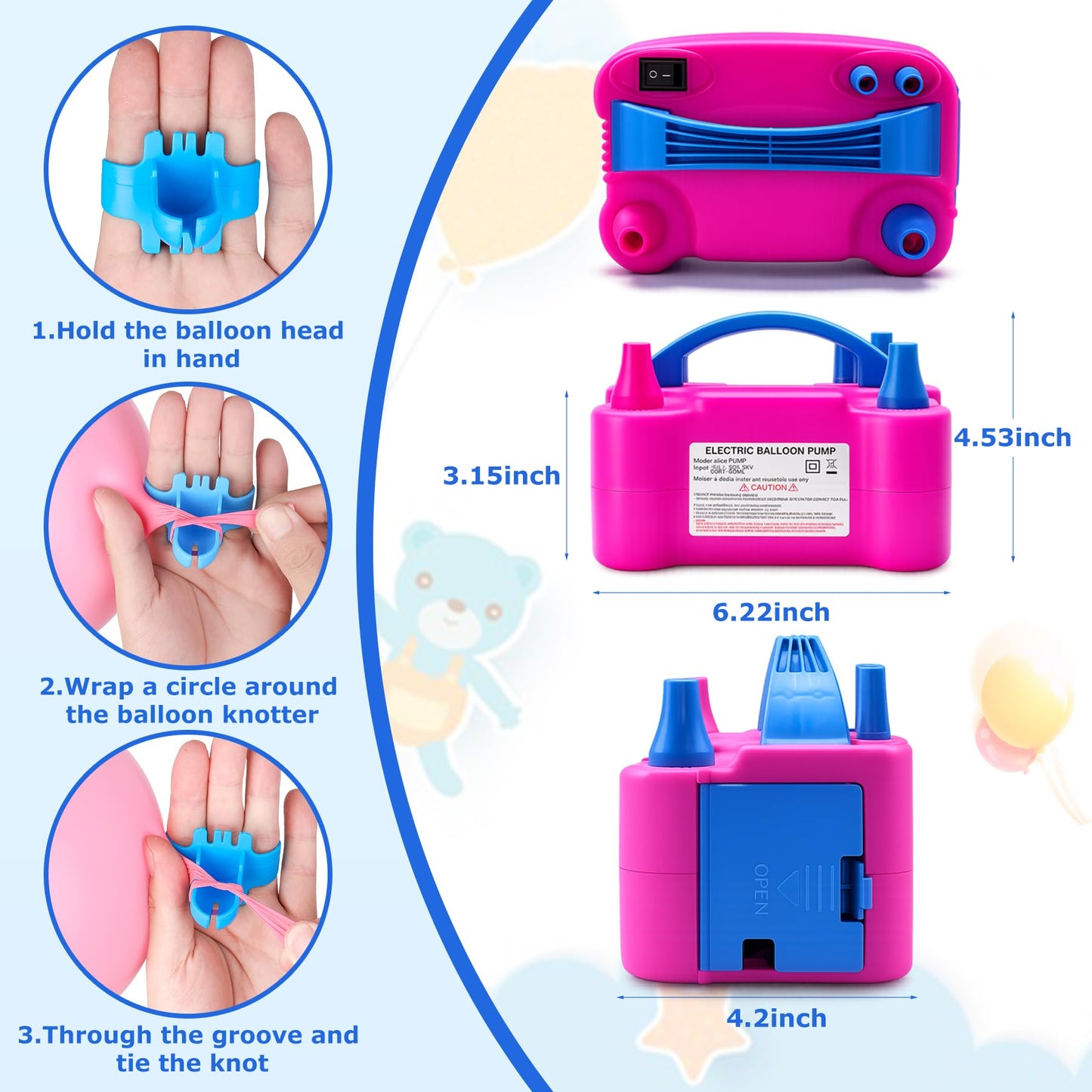 Acclsoop Balloon Pump Electric, Rose Red