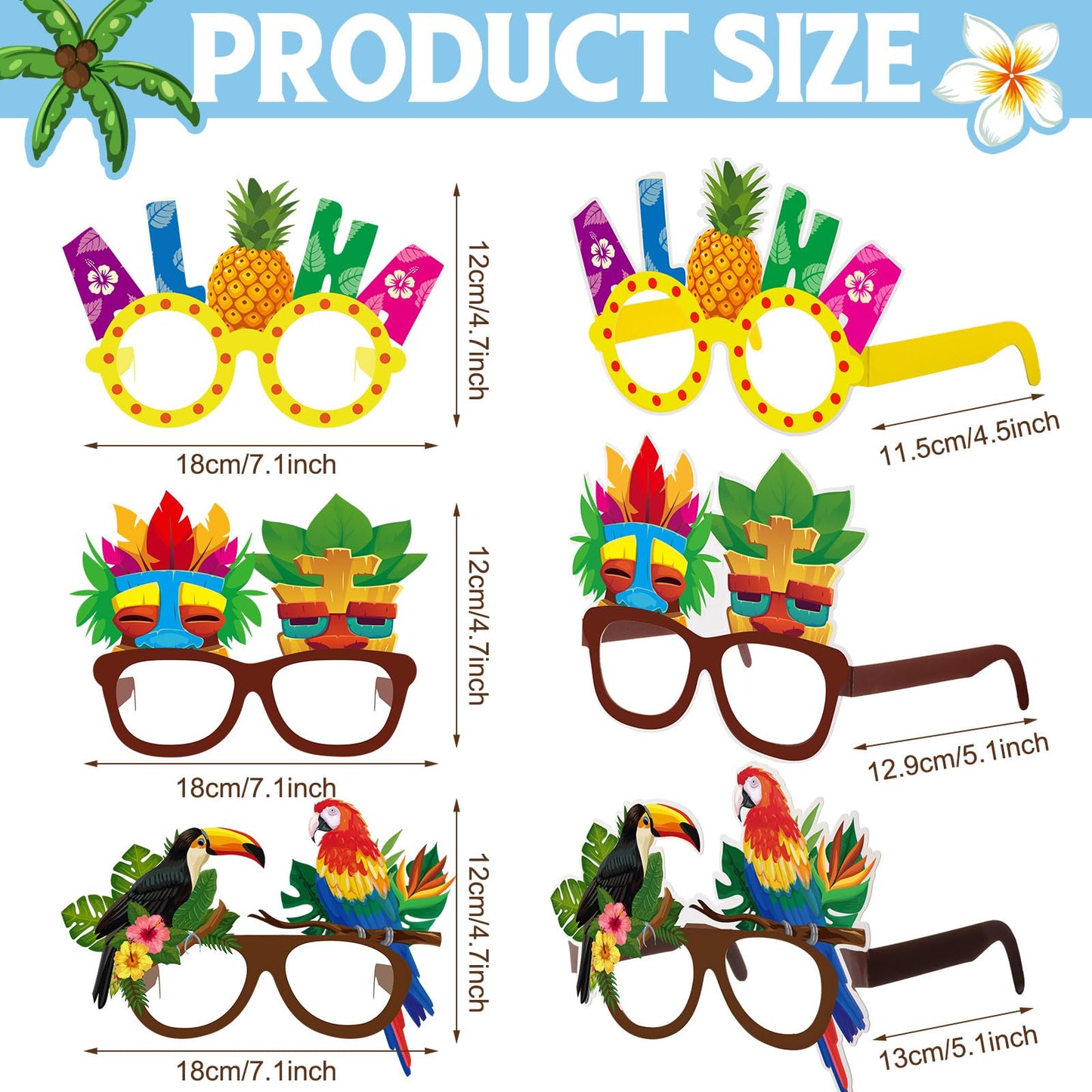 Vinsot 32 Pcs Beach Pool Party Sunglasses Hawaiian Glasses Luau Party Favor