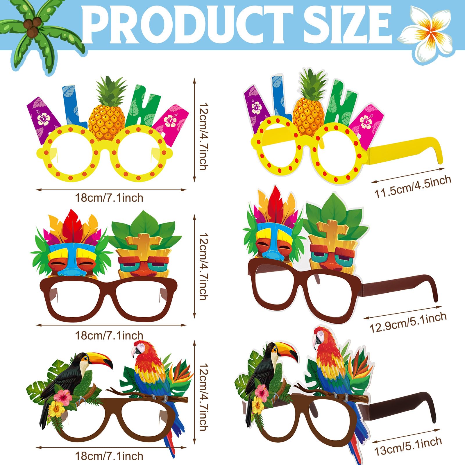 Vinsot 32 Pcs Beach Pool Party Sunglasses Hawaiian Glasses Luau Party Favor