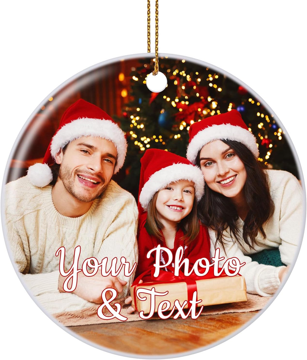 Personalized Christmas Ornaments 2025, Custom Photo Text Hanging Ornament Picture Ornaments for Christmas Tree Decorations, Baby Shower, Engagement, Wedding, Anniversary