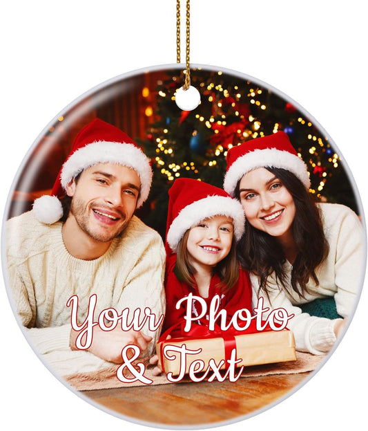 Personalized Christmas Ornaments 2025, Custom Photo Text Hanging Ornament Picture Ornaments for Christmas Tree Decorations, Baby Shower, Engagement, Wedding, Anniversary