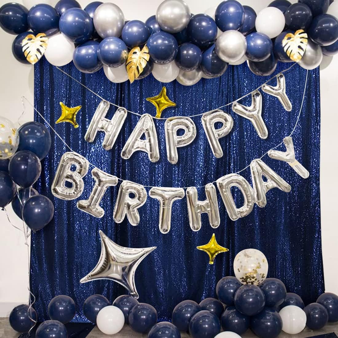 Poise3EHome 6Ft x 8Ft Navy Blue Sequin Backdrop Curtain, Glitter Thick Satin Sequin Background Drapes, Sparkly Backdrop for Weddings, Parties, Xmas, Thanksgiving Decor