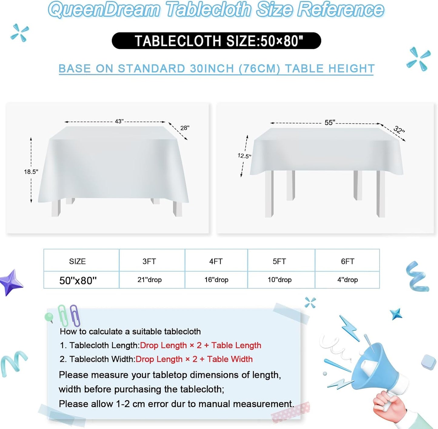 QueenDream Sequin Tablecloth Silver Rectangle Table Cloth - 50x80 Inch Glitter Fabric Overlay for Birthday Wedding Party