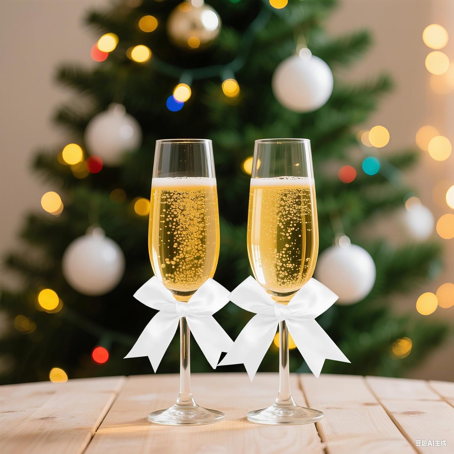 50 PCS Twist Tie Bows Satin Ribbon Bows 3.3 Inch Gift Wrap Bows Craft Bows for Gift Wrapping, Party Decorations Gifts Bag DIY Treat Bags Wedding Decor Baby Shower Christmas (White)