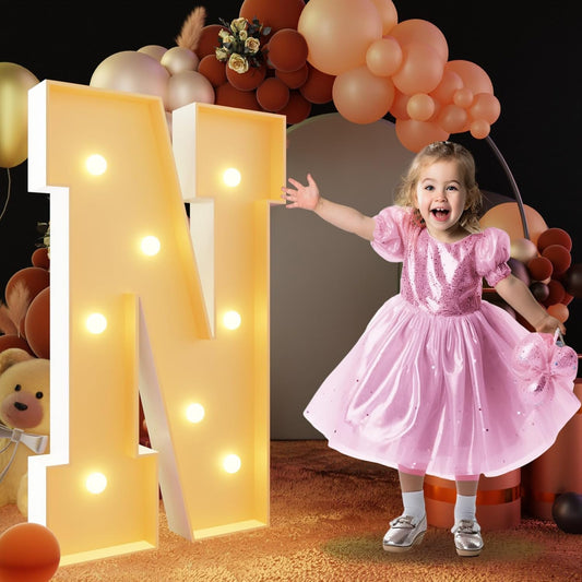 imprsv 3FT Block Marquee Letters Light Up Letters for Birthday Baby Shower Party Backdrop Decor, Large Light Up N for Wedding Decorations Engagement Party Decorations