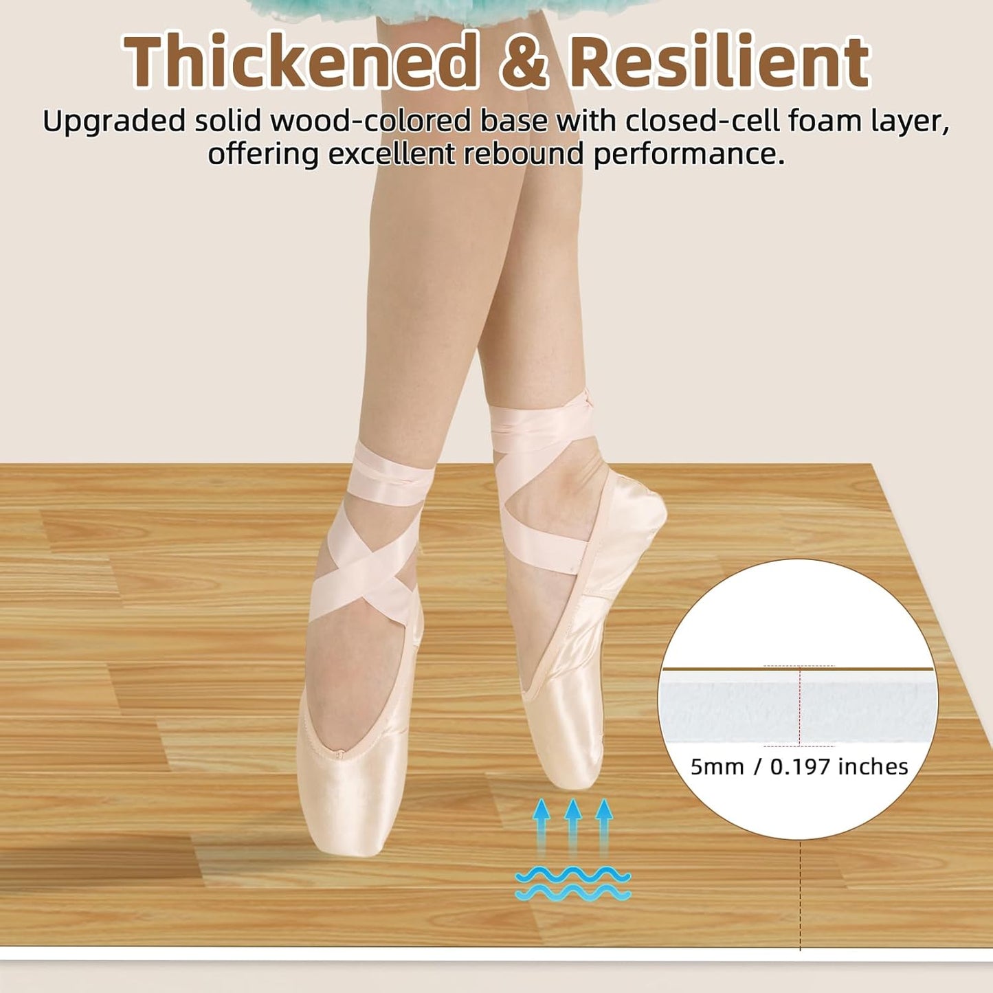 Dance Floor Mat Non-Slip with Shoulder Strap Portable and Dance Resistance Band, Dance Floor for Ballet,Jazz, Pop Thick PVC Practice Floor Reusable Mat (Dark Natural Wood Color, 200cm*90cm*0.5cm)
