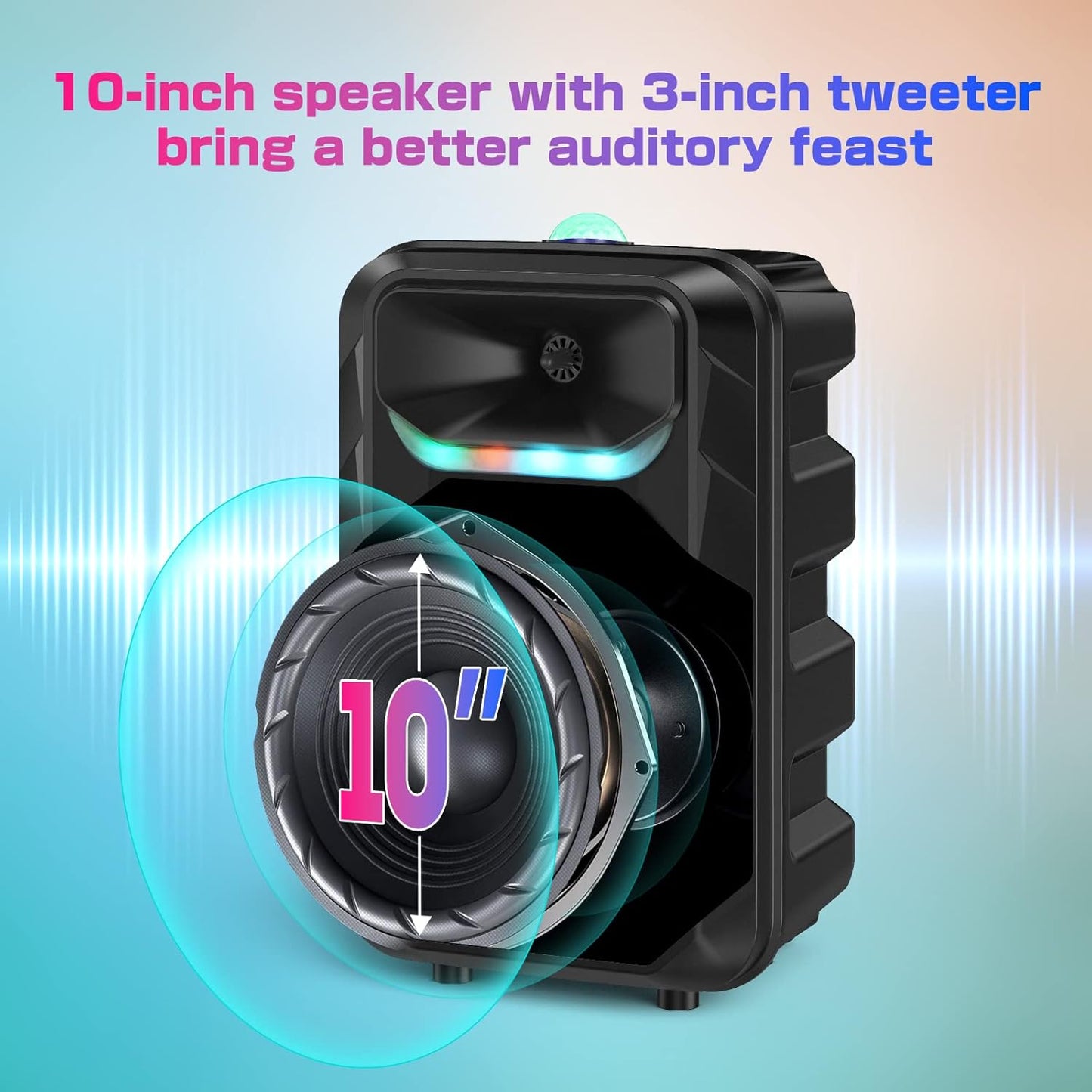 Karaoke Machine with 2 Wireless Microphones, Party Speaker for Adults New Party Portable PA System Outdoor Bluetooth 5.3 Speakers Wireless with Party Light (Stage-subwoofers)