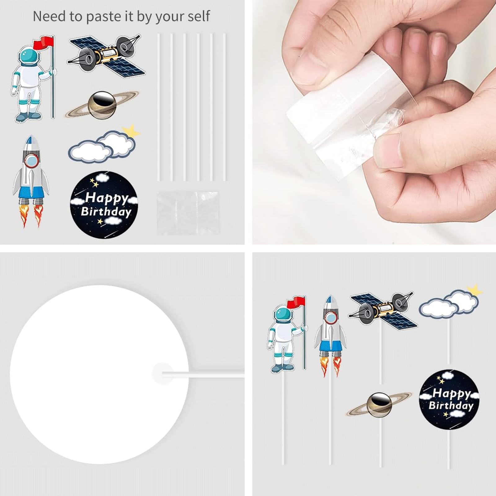 22Pcs Space Cake Topper,Space Cupcake Toppers Astronaut Figurine Birthday Outer Space Themed Party