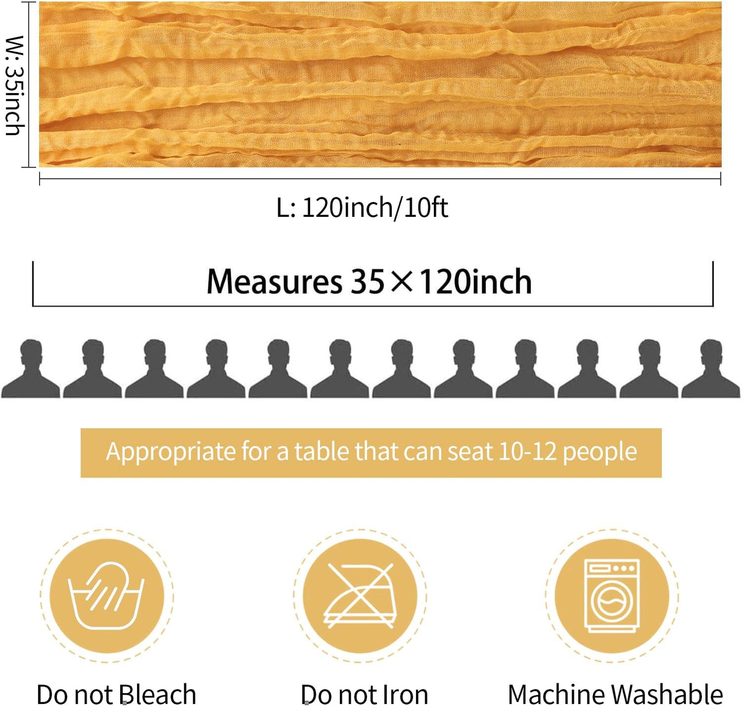 3 Pack Gold Cheesecloth Table Runner Fall Thanksgiving 35x120 Inch Yellow Cheese Cloth Runner 10FT Boho Rustic Gauze Table Runner for Wedding Baby Shower Birthday Party Decor