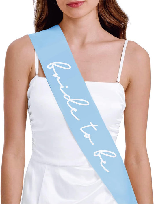 Bride Squad Bride to Be Sash Bridal Party Accessories Bride Sash Bachelorette Party Decorations(Light Blue)