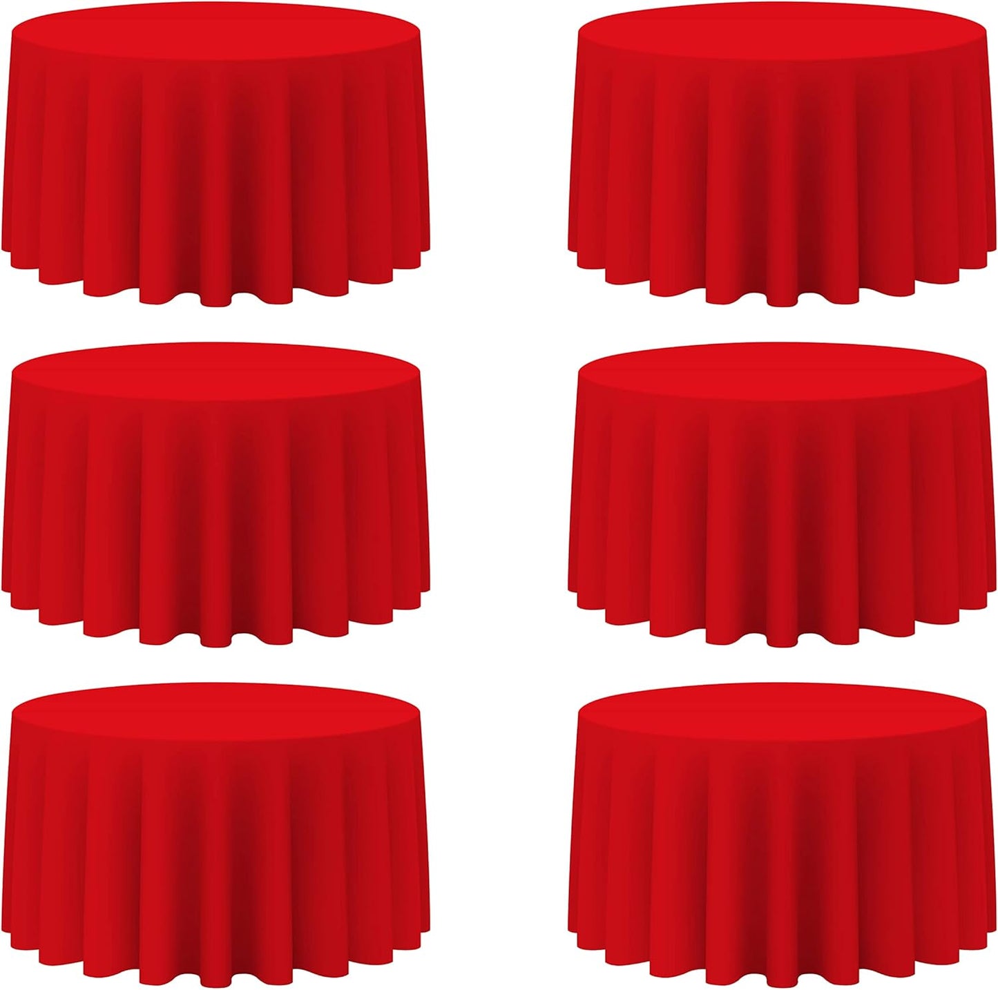 BRILLMAX 6 Pack Red Round Tablecloths 120 Inch - Circle Bulk Linen Polyester Fabric Washable Table Cloth Cover for Wedding Reception Banquet Birthday Party Buffet Restaurant