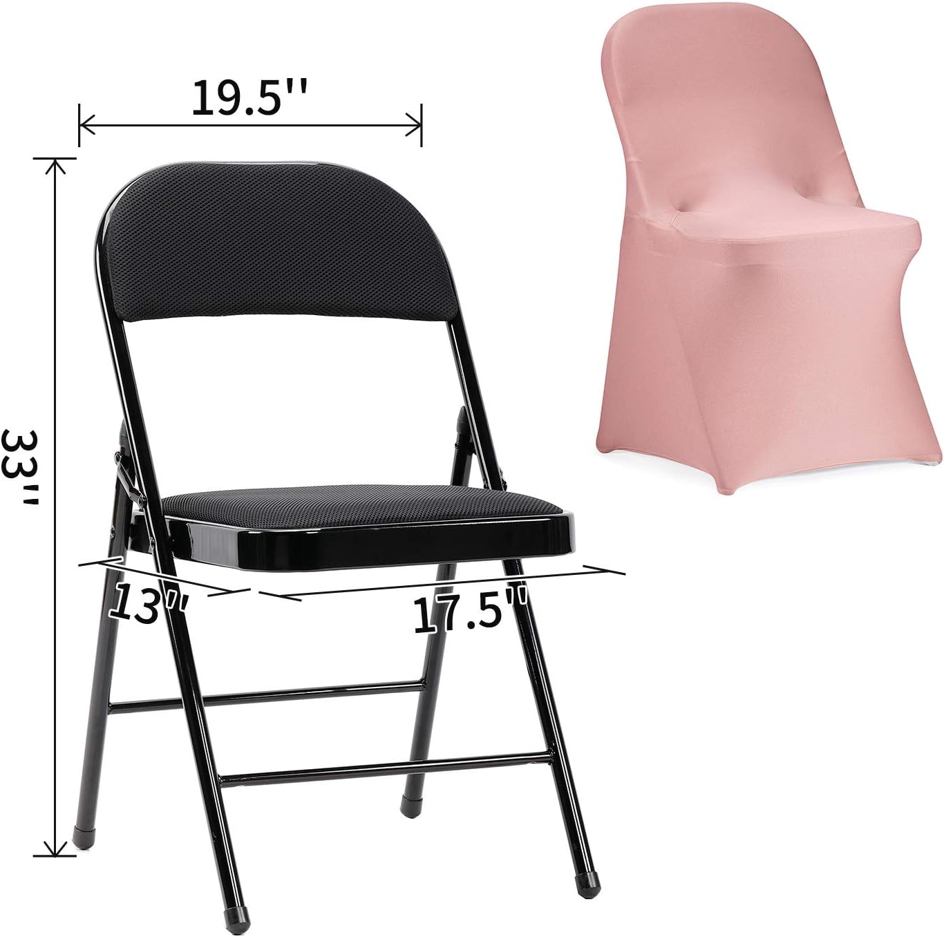 Peomeise Stretch Spandex Folding Chair Cover for Wedding Party Dining Banquet Event (Dusty Pink,12pcs)