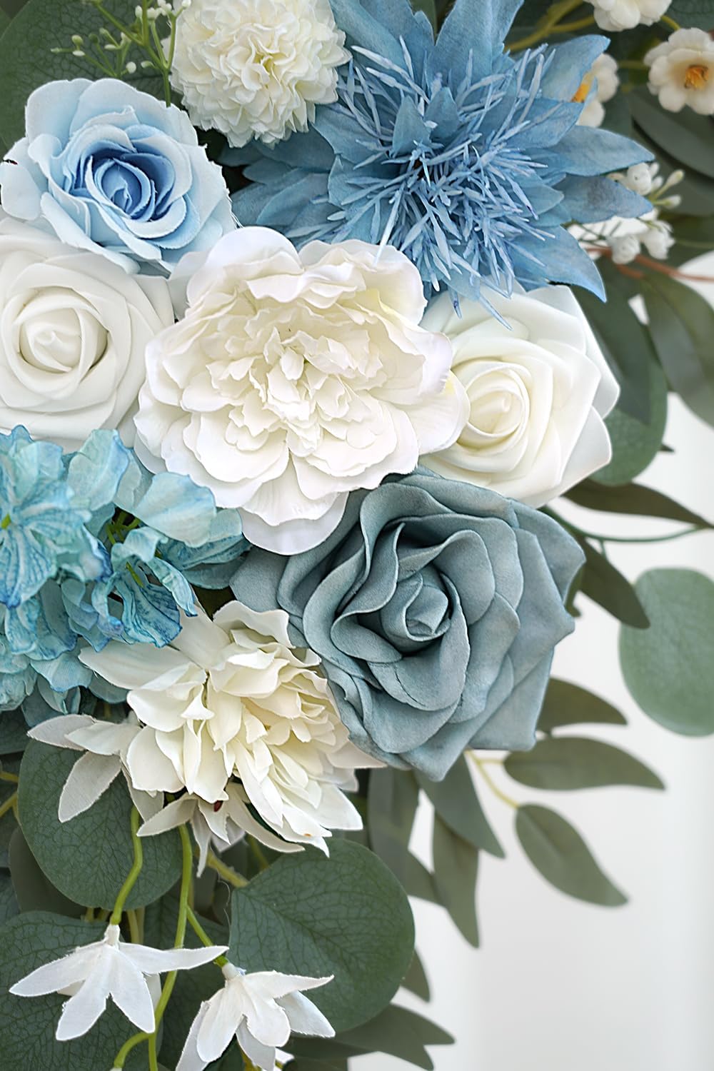 Artificial Flower Swag Set of 2 for Wedding Welcome Signs Floral Decorations, Blue Wedding Arch Flowers for Wedding Ceremony (Blue & Ivory)