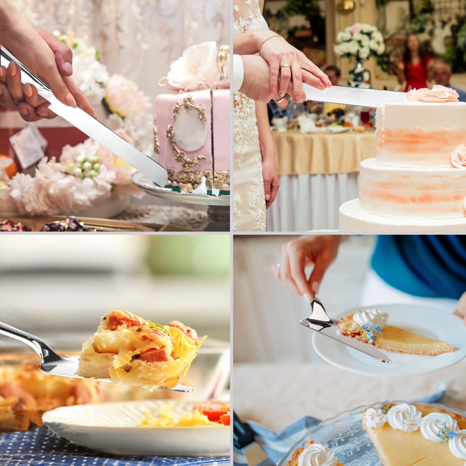 Cake Cutting Set for Wedding, Elegant Cake Knife and Server Set with Thickened Stainless Steel