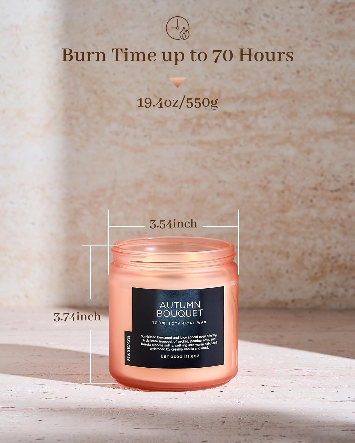 M&SENSE Fall Candle Autumn Wreath Scented, Large 11.6oz Natural Soy Wax 70 Hours Burn Time Clean Non Toxic Candle Classic 2 Wicks Gifts