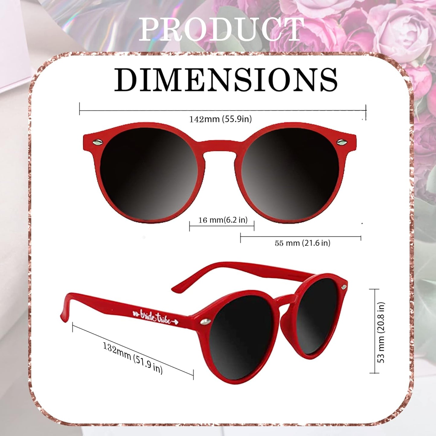 LADY&HOME Bachelorette Party Cat Eye Sunglasses - Bridesmaid & Bridal Shower Supplies, 10pcs Round Weddings Sunglasses