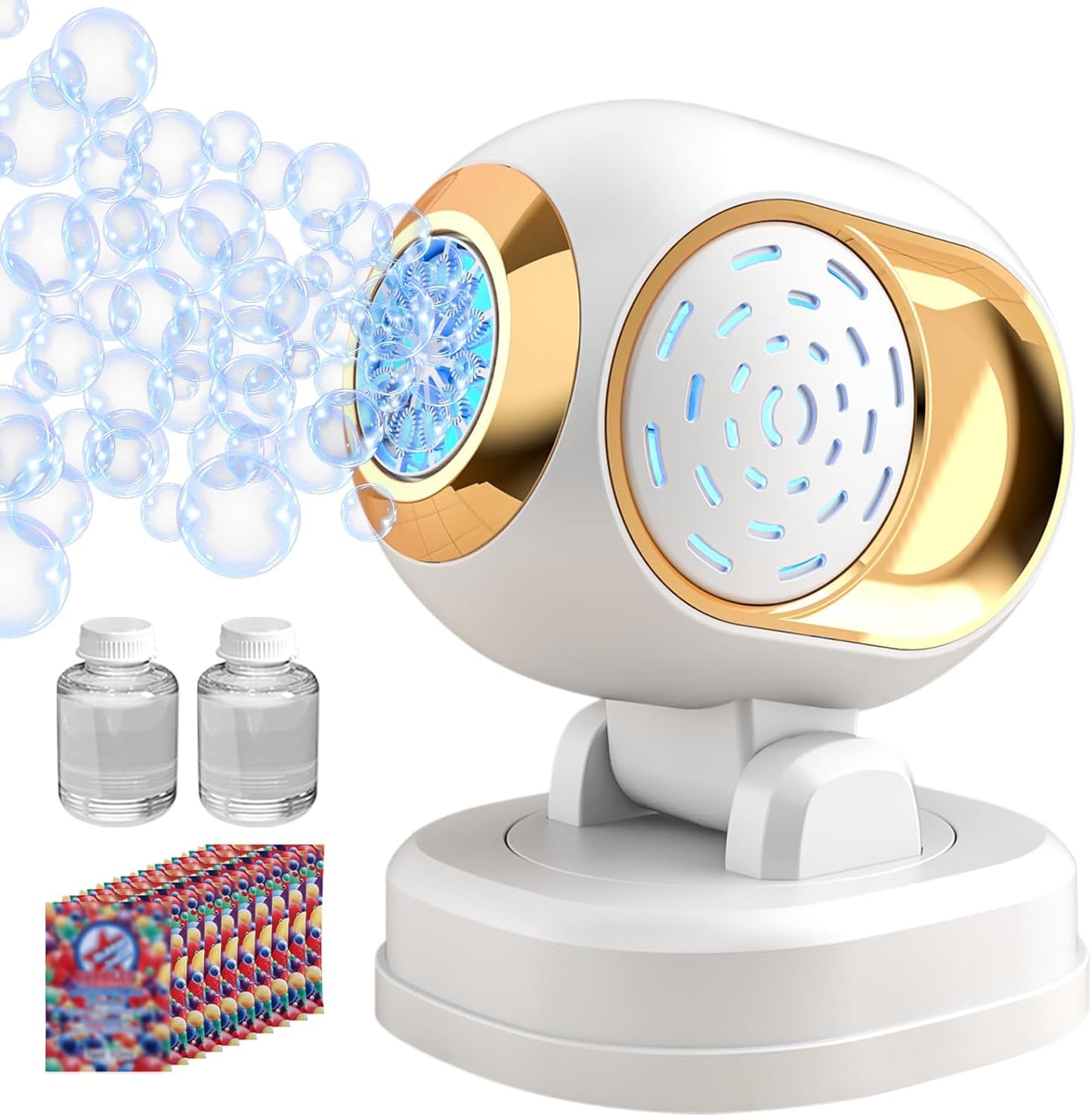 BOMOCO Bubble Machine Battery Operated Durable Bubble Blower Machine Automatic Bubble Machines for Kids Toddlers Parties Wedding Birthday Summer Outdoor Indoor Beach Halloween Favors, White