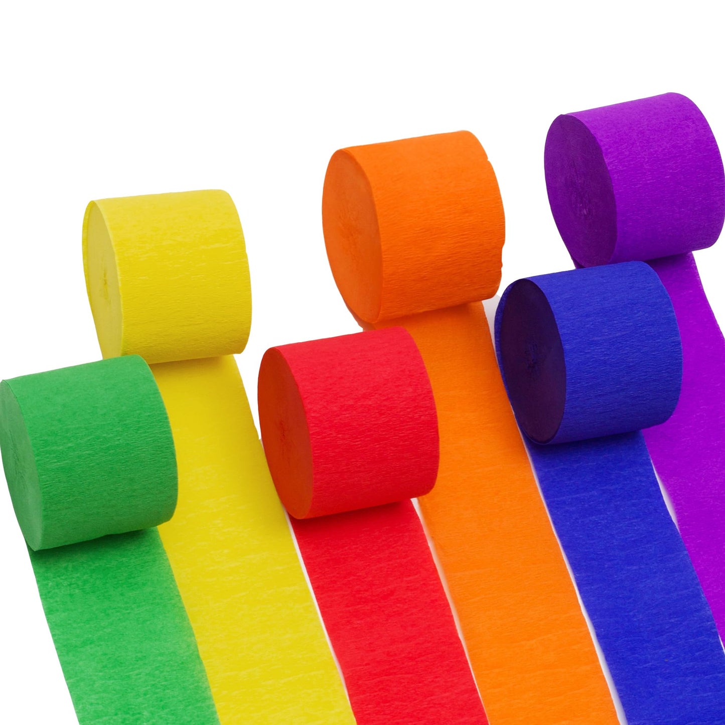 Suaxova 6 Rolls 492ft Rainbow Crepe Paper Streamers, 6 Colors Pack of Paper Party Streamers for